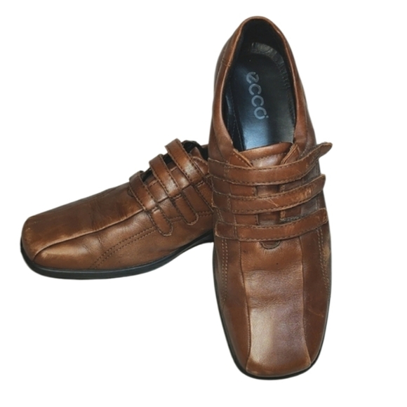 Ecco Women's Light Shock Point 3 Straps Brown Leather Shoes Size 40EU or 9US - Picture 1 of 16